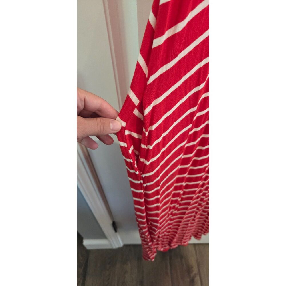 Zenana 2X Red White Striped Sleeveless Maxi Dress Pockets Plus Size - Picture 2 of 5